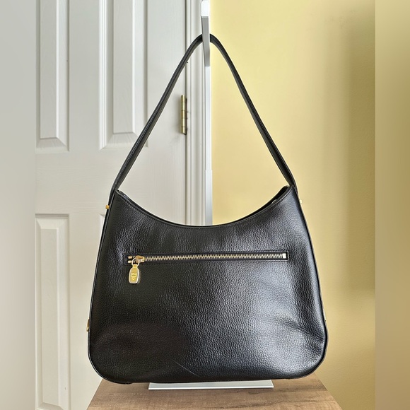 MCM Soft Grain Leather Hobo Shoulder Bag, Black with Gold Hardware, EUC - Picture 3 of 16